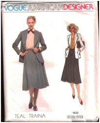 1832 VOGUE TEAL TRAINA 1979  LONGER PANEL JACKET, FIT FLARE SKIRT PATTERN 12